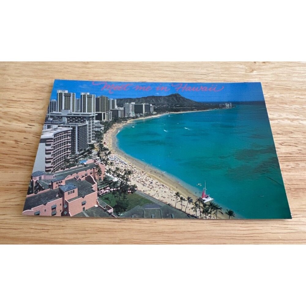 "Meet Me In Hawaii" Vintage Postcard - Honolulu Beach Scene